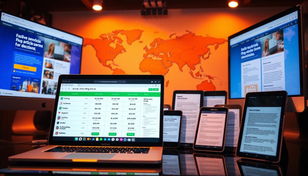 A vibrant collage of price comparison websites, showcasing a diverse range of blog article offerings. In the foreground, a laptop screen displays a side-by-side comparison of different service providers, with clear pricing and quality metrics. The middle ground features a collection of smartphones and tablets, each displaying various blog article samples. In the background, a stylized world map suggests the global reach and scale of the blog article market. The lighting is warm and inviting, creating a sense of professionalism and authority. The overall scene conveys a comprehensive overview of the blog article pricing landscape, allowing the viewer to make informed decisions. A vibrant collage of price comparison websites, showcasing a diverse range of blog article offerings. In the foreground, a laptop screen displays a side-by-side comparison of different service providers, with clear pricing and quality metrics. The middle ground features a collection of smartphones and tablets, each displaying various blog article samples. In the background, a stylized world map suggests the global reach and scale of the blog article market. The lighting is warm and inviting, creating a sense of professionalism and authority. The overall scene conveys a comprehensive overview of the blog article pricing landscape, allowing the viewer to make informed decisions.